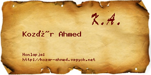 Kozár Ahmed névjegykártya